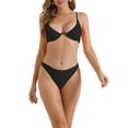 thumbnail image 1 of INSPIRAR CHIC Conjuntos de Bikini de Mujer con Halter y Aros, 2 Piezas, Tirantes Ajustables, Parte Inferior en Triángulo, Trajes de Baño, Talla X-Small, Negro, 1 of 5