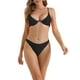 thumbnail image 1 of Conjuntos de bikini de mujer con tirantes ajustables y aros, 2 piezas, parte inferior triangular, trajes de baño, pequeño, negro, 1 of 5