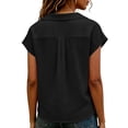 thumbnail image 5 of cocolona Summer Button Tops for Women Lapel Short Sleeve Shirts Dressy Casual Loose Solid Color Blouses, 5 of 6