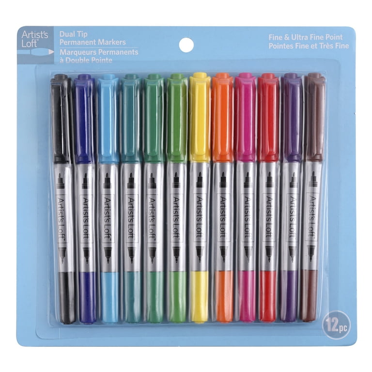 Fine, Smudge Proof, & Nontoxic Dual Tip Permanent Markers, 12ct