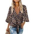 thumbnail image 1 of Blusa de manga larga con botones y cuello en V para mujer Xemadio LRWJ306-29, 1 of 3