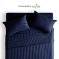 thumbnail image 3 of Sleep Zone Striped Cooling Sheets Set King Size - Fitted Flat Sheet & Pillowcase Sets 4 Piece - Super Soft Stripe Bed Sheet, Easy Care, Deep Pocket (Navy Blue, King), 3 of 7