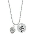 thumbnail image 1 of Delight Jewelry Silvertone Antiqued Basketball Spinner Silvertone Script Initial Disc - B - Charm Necklace, 20"+3", 1 of 4