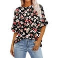thumbnail image 2 of Mareep Hauts d'Été P-5TG Mode Décontractée pour Femmes, Chemise Ample à Manches Courtes Imprimée, Chemisier Court, Liquidation, Cadeau, 2 of 7