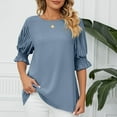 thumbnail image 2 of cfhntfmh Fall Fashion Shirts for Women Fashion Half Sleeve Smocked Tunic Tops Soft Chiffon Ruffle Dressy Casual T-Shirts, 2 of 7