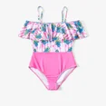 thumbnail image 1 of The Smurfs Women Swimsuits One Piece Graphic Ruffled Off Shoulder Swimwear Family Matching Bathing Suits Sizes S-XXL, 1 of 5