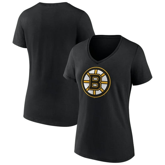 Women's Black Boston Bruins Team Logo V-Neck T-Shirt