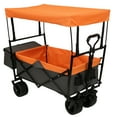 thumbnail image 2 of Tcbosik Collapsible Wagon w/Removable Canopy, Foldable Garden Cart with Mosquito Net and 7" All-Terrain Wheels, Heavy Duty Utility Camping Beach Cart with Rear Bag and Cup Holders, Orange, 2 of 10