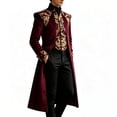 thumbnail image 2 of Men's Vintage Embroidered Long Coat, Button Front Gothic Jacket Tailcoat for Halloween and Themed Events Red XL, 2 of 8
