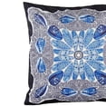 thumbnail image 3 of Benzara BM229367 Square Fabric Pillow with Floral Pattern, Blue & Grey, 3 of 5