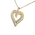 thumbnail image 2 of 14K Yellow Gold Plated .925 Sterling Silver 3/4 Cttw Round and Baguette-Cut Diamond Open Heart 18" Pendant Necklace (I-J Color, I2-I3 Clarity), 2 of 8