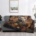 thumbnail image 2 of Yiaed Cute Fallen Leaf Koala Print Blanket Throw Blanket Soft Cozy Flannel Blanket for Home Bed Sofa Couch Chair-50"x40", 2 of 6