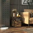 thumbnail image 2 of HOMCOM Table de Chevet avec 2 Tiroirs, Table d'Appoint Industrielle avec Tablette de Rangement, Table d'Extrémité d'Accent pour Chambre, Salon, Brun Rustique, 2 of 10