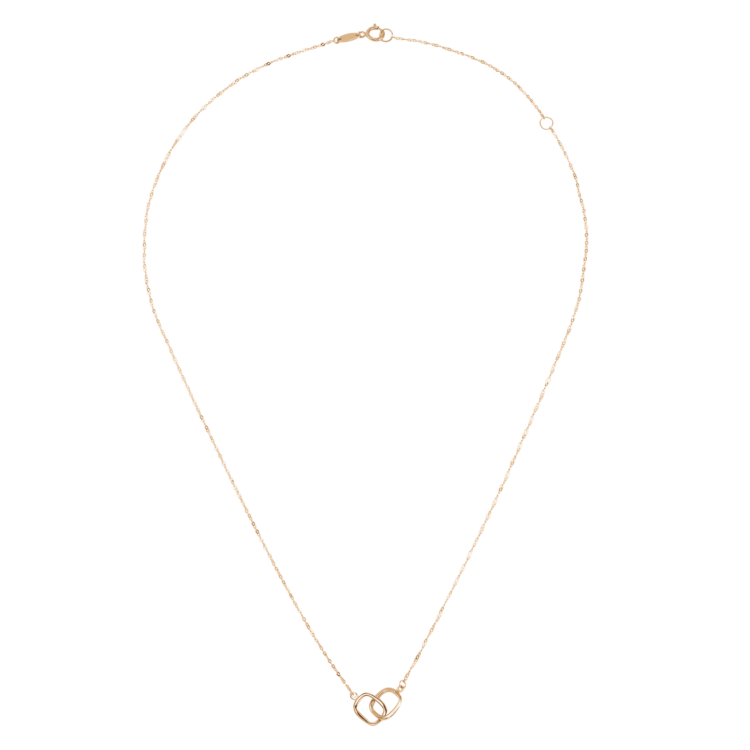 Women's Welry Interlocking Ovals Pendant Necklace in 14kt Yellow Gold, 16" + 2"