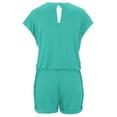 thumbnail image 5 of Wosthever Mono de verano liso de algodón con cuello en V para mujer, mono de manga corta para niña Deportes acuáticos Azul S, 5 of 5