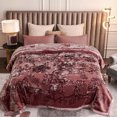 thumbnail image 2 of Heavy Thick Fleece Blanket King Size, 10.5lbs,2 Ply A & B Pattern Silky Soft Warm Reversible Raschel Winter Blanket, Minky Soft Plush Blanket for Sofa Bed, 87"x94", Red Bean Paste Floral, 2 of 10