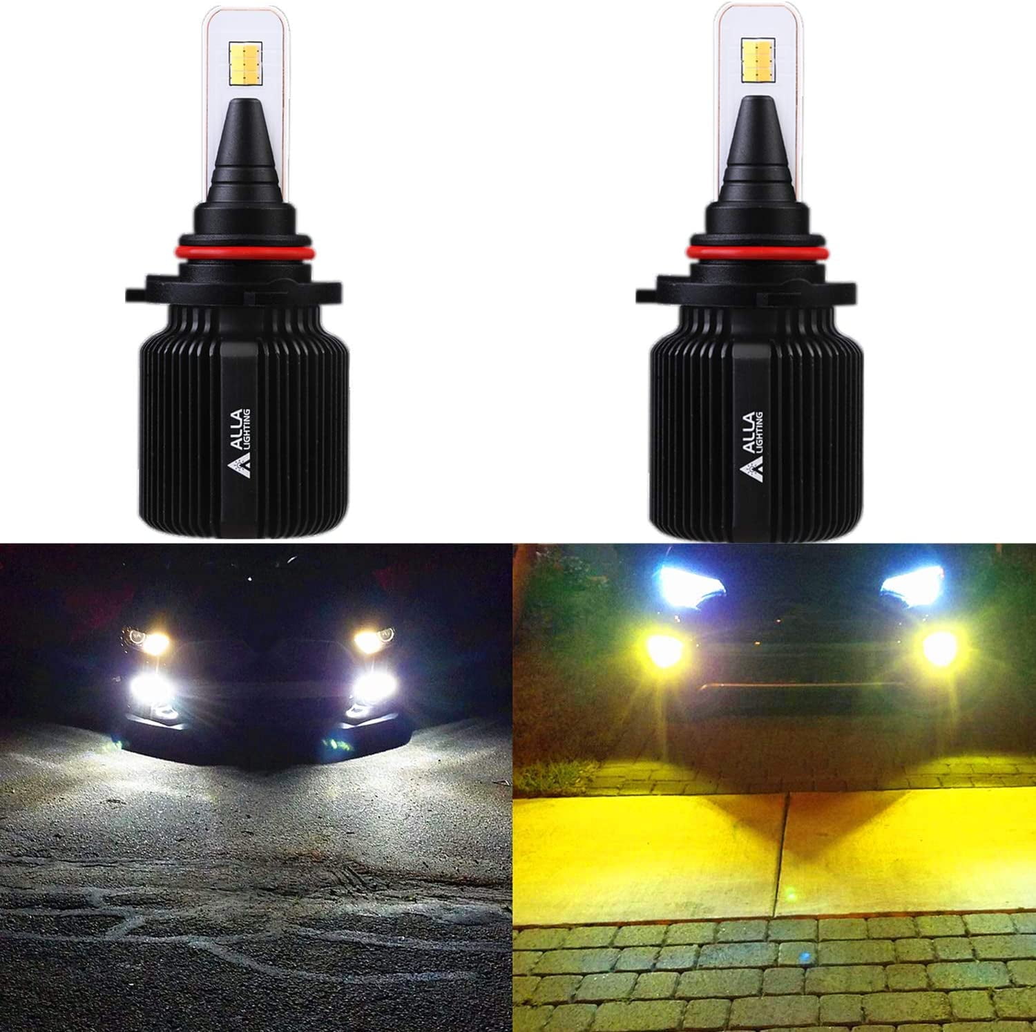 Phinlion H10 9140 9145 Yellow LED Fog Light Bulbs 3000 Lumens Super Bright 3030 