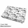 thumbnail image 5 of Black and White Floor Pillow Lounger Cover, Ornate Umbrella with Minimalist Stripes and Floral Features Art, Nap Mat Printed Fabric Case for 5 Pillows, 88" x 27", Black White, by Ambesonne, 5 of 5