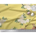 thumbnail image 3 of Soimoi Yellow Cotton Duck Fabric Roses & Bicycle Transport Decor Fabric Printed Yard 56 Inch Wide, 3 of 3