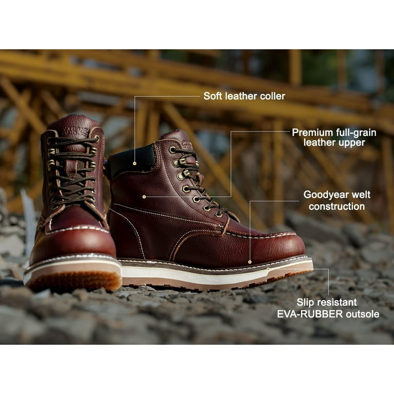 SAFETY LOONG Moc Toe Work Boots for Men Soft Toe Comfortable  display picture 3