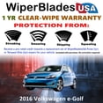 thumbnail image 2 of 2016 Volkswagen e-Golf Beam Wiper Blades Wipers w/1yr Warranty (Set of 2) (WiperBladesUSA), 2 of 5