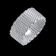 thumbnail image 2 of Silver Plated Copper Ring Round Braided Mesh Band Ring Fashion Jewelry For Women And Girls Europe AmericanRing, 2 of 5