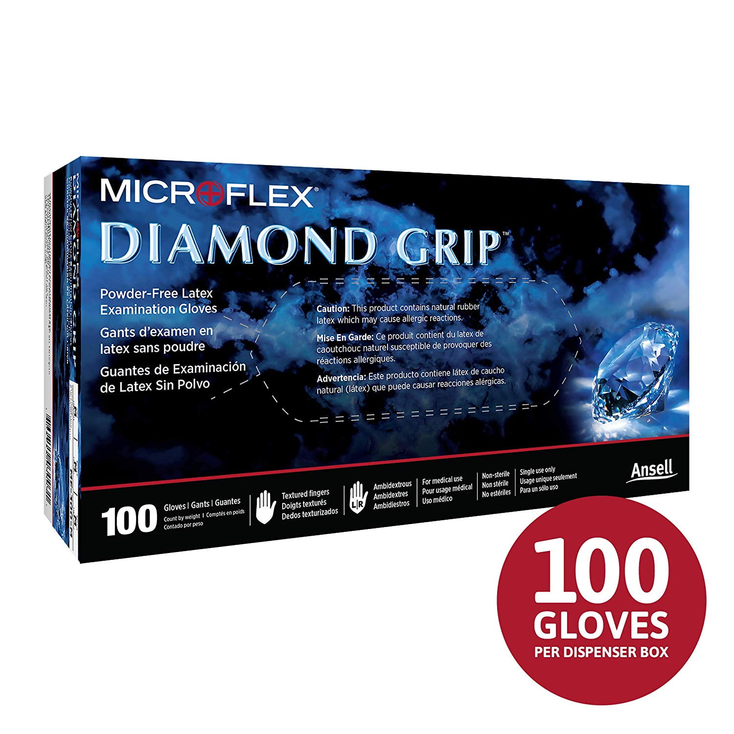 Microflex Diamond Grip MF300 Latex Gloves Disposable, Exam Grade