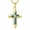 Gold-Cross Necklace, variant on Turquoise and Wood Cross Pendant Necklace, S925 Sterling Silver, Black Religious Jewelry for Men Women Chain 22+2"