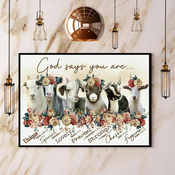 Goats God Says You Are Unique Special Paper Poster No Frame Matte Wall Art Decor 11 x 17 Inch Poster