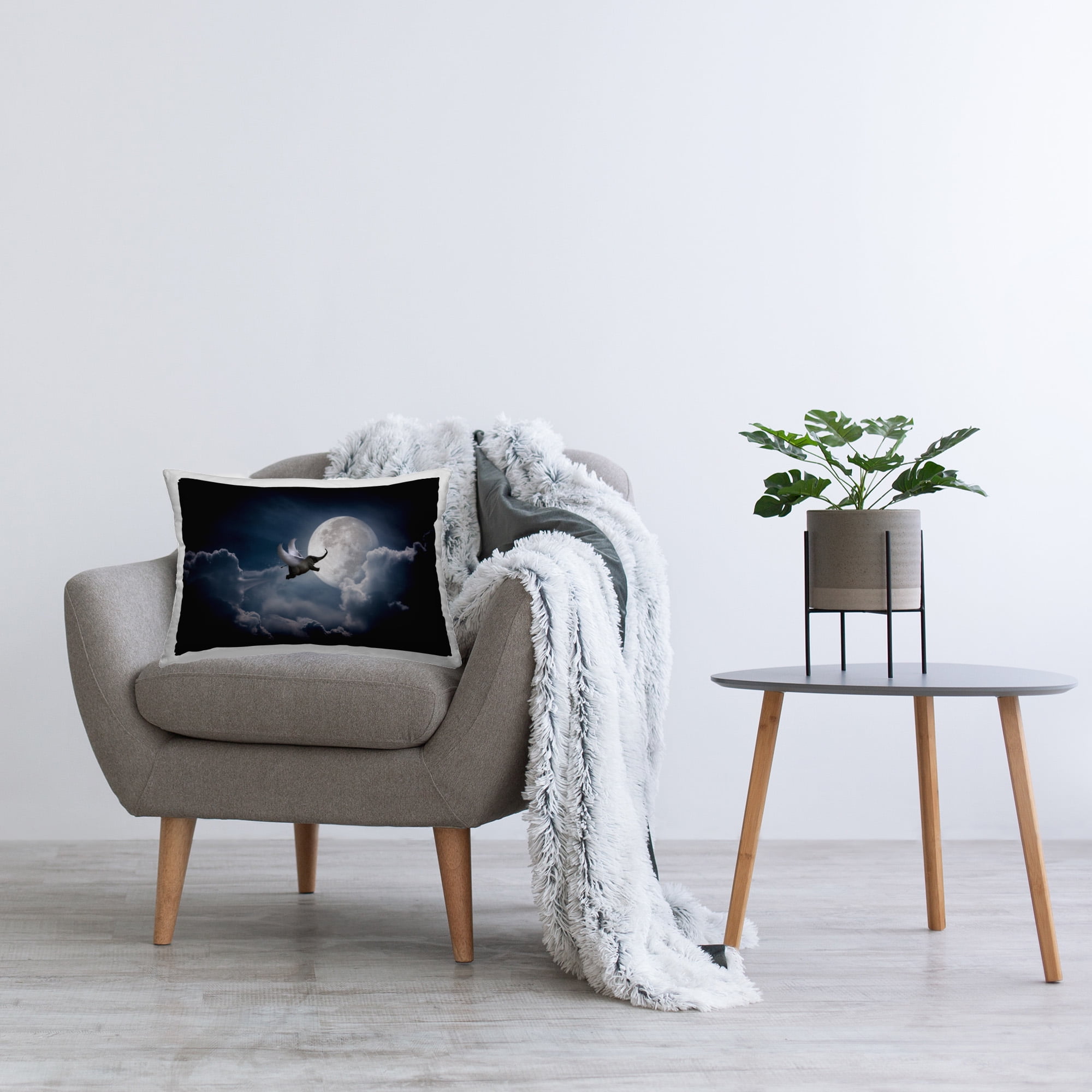 Stupell Industries Elephant with Wings Scene Decorative Printed Throw Pillow Design by Noble Works