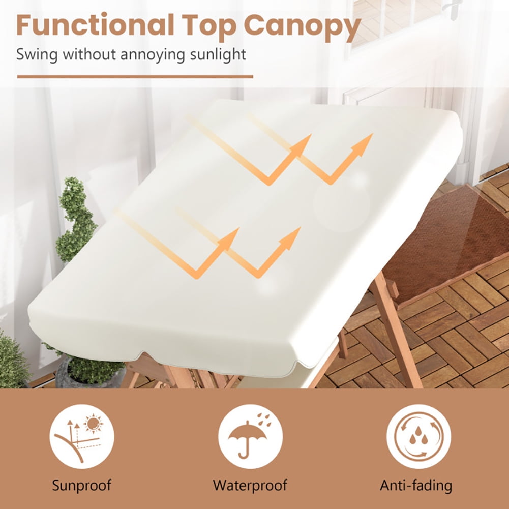 Aimee Lii Outdoor 2-Seat Swing Bench with A Frame and Sturdy Metal Hanging Chains, Front Porch Swing