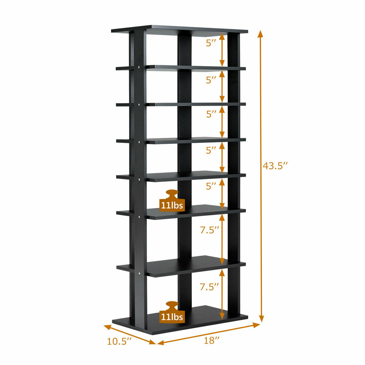 Gymax Fashion 7-Tier Dual Shoe Rack Practical Free Standing Shelves Storage Shelves Concise