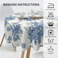 thumbnail image 4 of Vintage Flower Round Tablecloth 60 Inch Beige and Blue Floral Decorative Table Cloth Spring Summer Cover Farmhouse For Holiday Parties Dining Living Room Kitchen Decor, 4 of 6