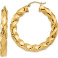thumbnail image 1 of 14K Yellow Gold Polished 5.0mm Twisted Hoop Earrings (27 X 5) Made In Indonesia tc393, 1 of 6