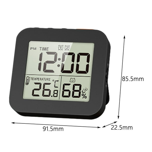Temporizador de ducha de bano digital reloj de pared de cocina con alarma temporizador a prueba de agua termometro de interior higrometro para Negro mayimx Despertador digital Walmart en linea