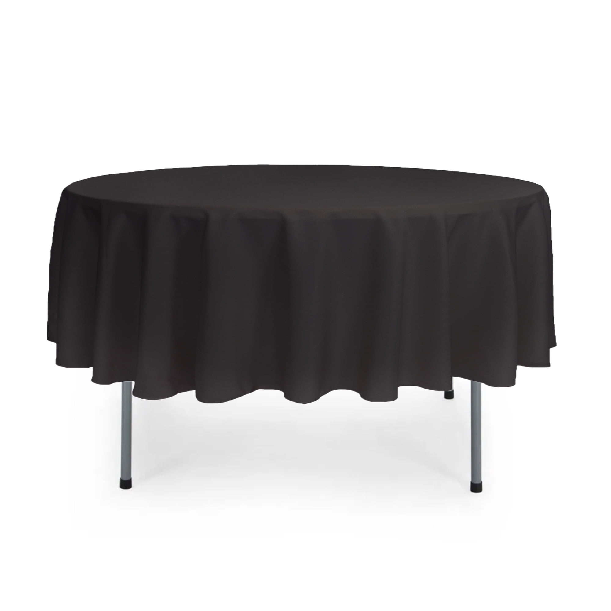Your Chair Covers - 90 Inch Round Polyester Tablecloth Black - Walmart.com