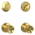 thumbnail image 3 of First Secure by Schlage Deadbolt and Keyed Entry Hawkins Knob in Bright Brass, 3 of 11