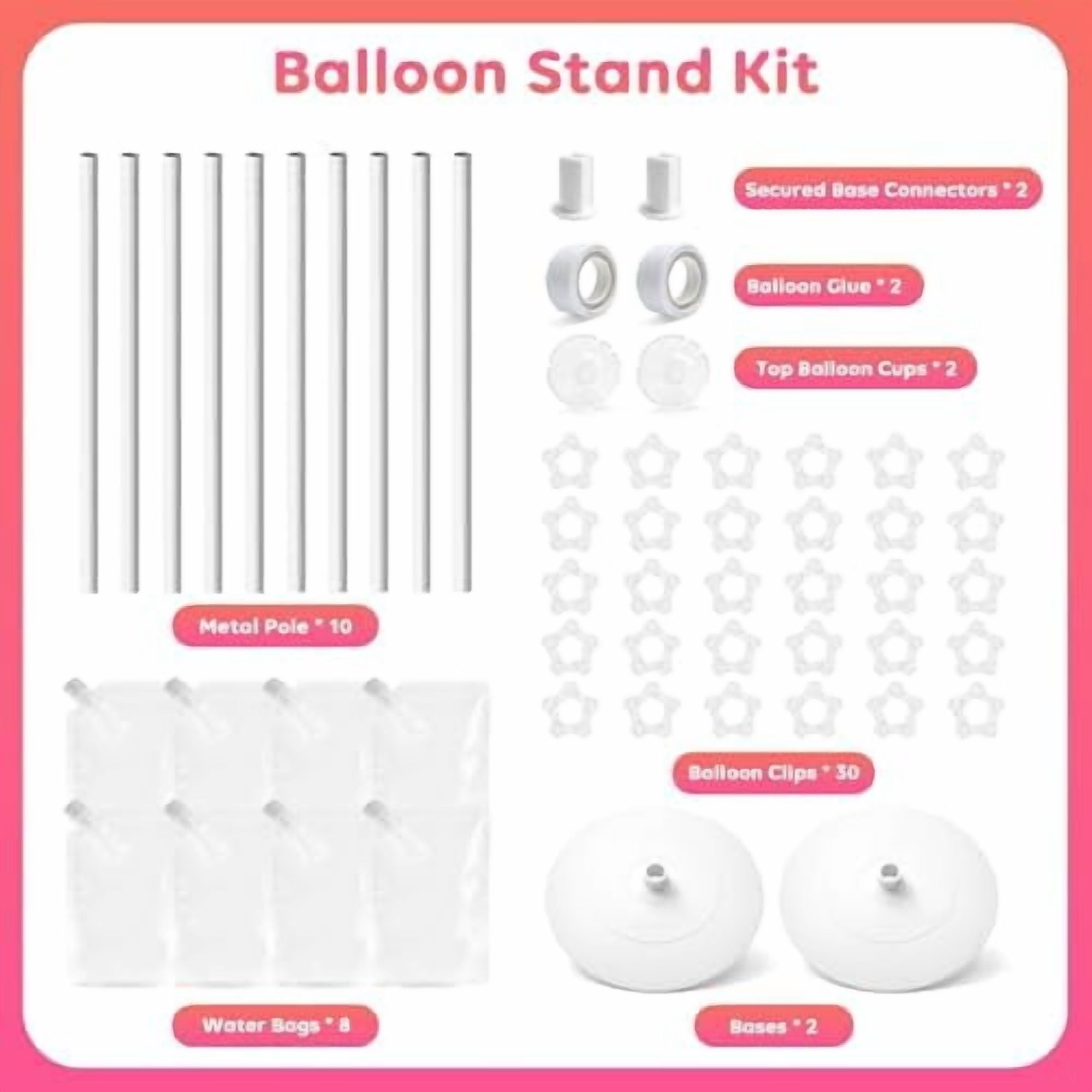 Adjustable balloon columns set of 2 with balloons (Includes 100 Colorful Balloons), 78 Inch balloon tower Reusable Metal Telescopic Design for Weddings, Birthdays, Baby Showers.