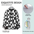 thumbnail image 5 of Black and White Wavy Checkered Pattern Backpack for School, Cute School Bag with Adjustable Shoulder Straps and Padded Back, 15.3"x11"x7.1", 5 of 5