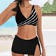 thumbnail image 2 of Gibobby Conjunto de traje de baño de bikini Traje de baño de piezas de talle para mujer(Negro,G), 2 of 5