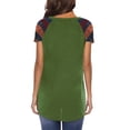 thumbnail image 4 of Camiseta de mujer de manga corta con cuello redondo y bolsillo a rayas en la parte superior, verde, M Monstrate  AP001586-07, 4 of 6
