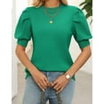 thumbnail image 4 of Cogild Puff Sleeves Sweaters for Womens Short Sleeve Crew Neck Oversized Sweaters Tops Solid Color, 4 of 6