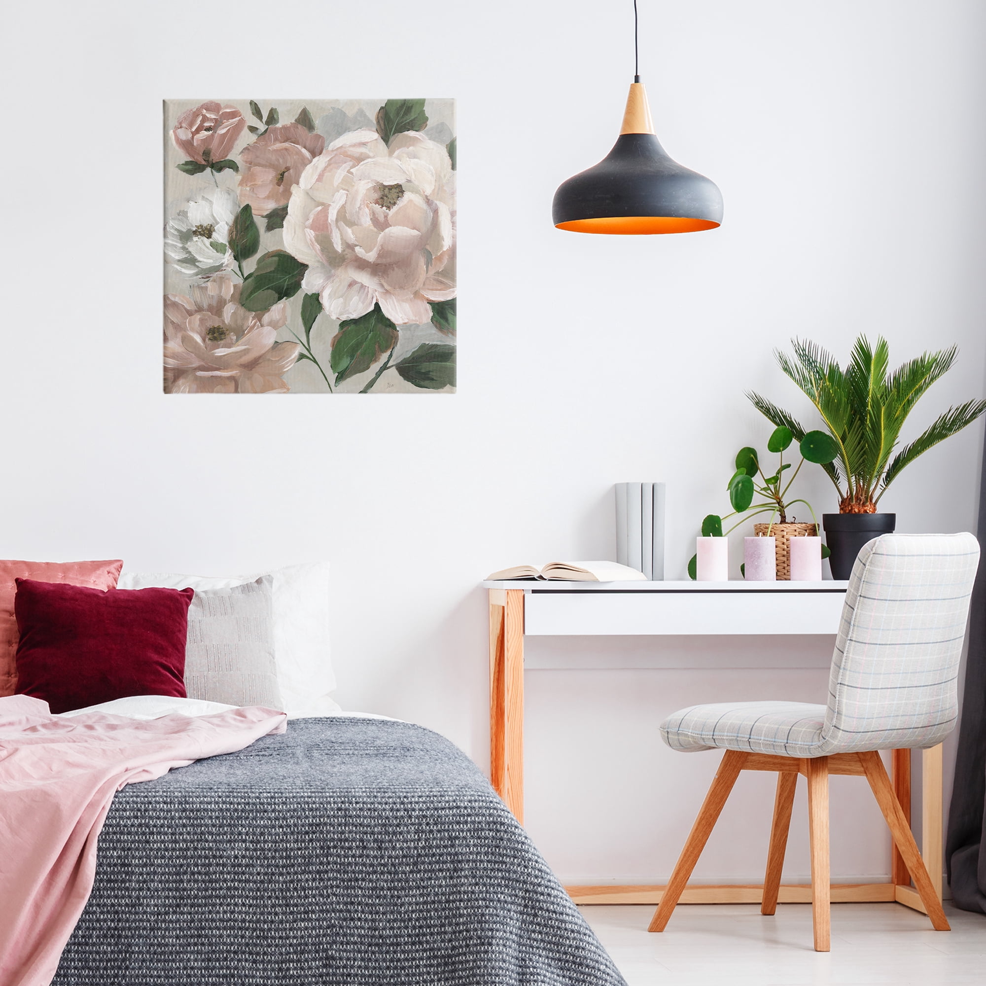Stupell Industries Delicate Blush Peonies with Leaves Canvas Wall Art, design by Nan