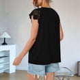 thumbnail image 3 of Blusas de Encaje para Mujer, Camisas Plisadas de Corta, Negras, Talla XL, 3 of 5
