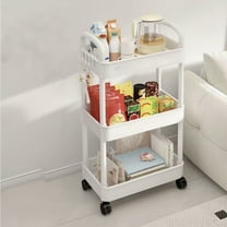 InsCrazy Storage Cart with Drawers Kitchen Storage Cart 3-layer Black With Armrests Storage for Kitchen