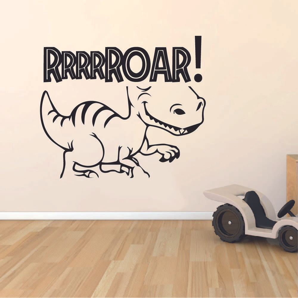 Roar Dino Dinosaur Dinosaurs Trex T-Rex Wall Sticker Art Decal for Girls Boys Kids Room Bedroom Nursery Kindergarten Garage House Fun Home Decor Stickers Wall Art Vinyl Decoration Size (18x20 inch)