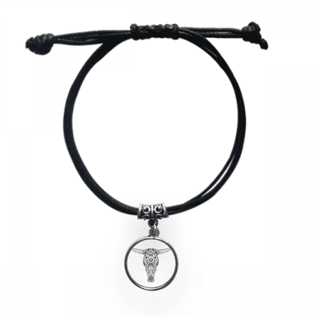 long fcow animal portrait sketch bracelet leather wristband black jewelry