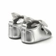 thumbnail image 5 of 0-3 Months Baby Girls Shoes Infant Mary Jane Flats Princess Wedding Dress Baby Sneaker Shoes Toddler Kid Baby Girls Princess Cute Toddler Silk Bow-Knot Soft Sole Shoes Silver, 5 of 5