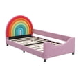 thumbnail image 3 of Rainbow Upholstered Daybed Low to The Ground Design, Twin Size, Colorful & Pink, 3 of 7