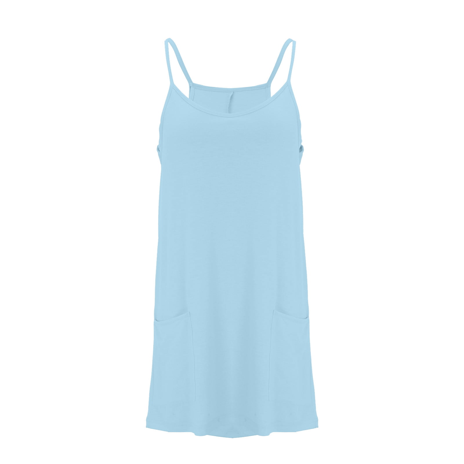 Hueook Summer Cami Strap Rompers for Women One Piece Jumpsuits Loose Fit Bodysuit Shorts Women's Summer Comfortable Casual Suspender Shorts Pocket Jumpsuit Shorts Blue M